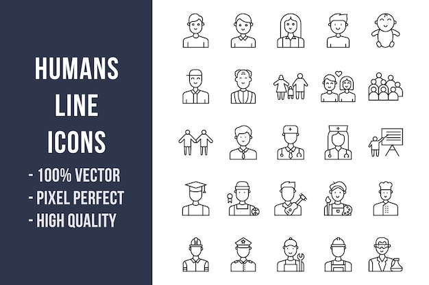 Vector humans line icons