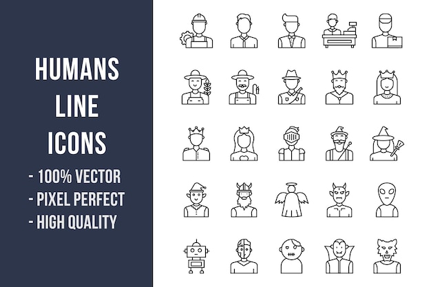 Vector humans line icons