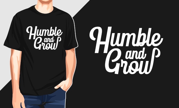 Футболка с надписью Humble and Grow и типографикой