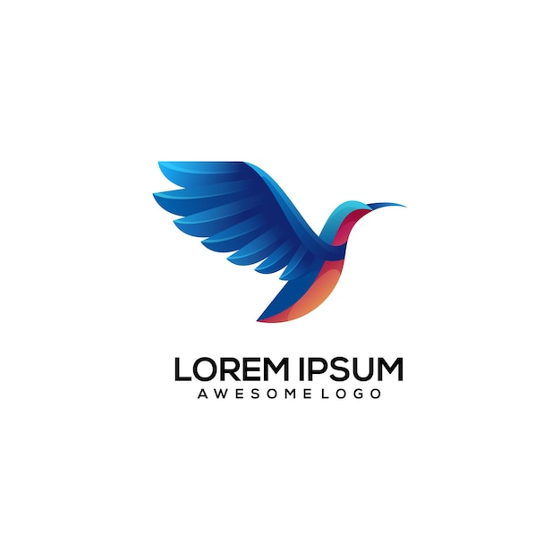Humming bird gradient colorful logo illustration