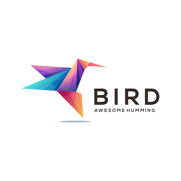 Humming bird logo colorful geometric gradient