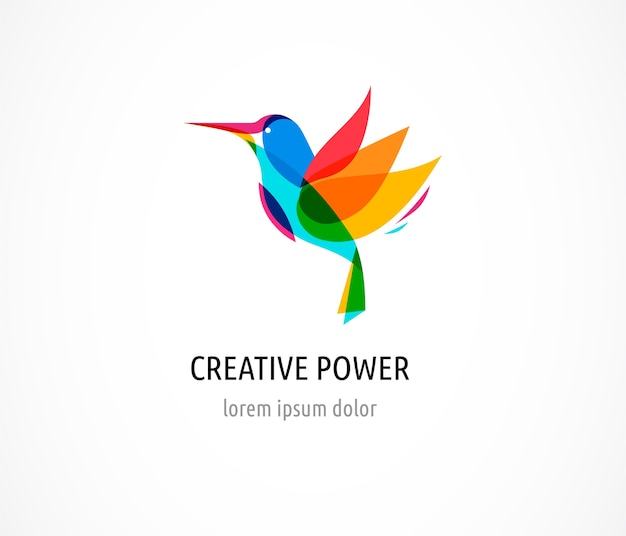 Hummingbird, abstract bird colorful logo