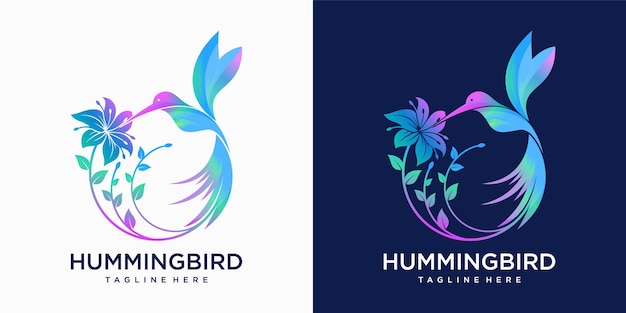 Hummingbird bird flower tropical logo