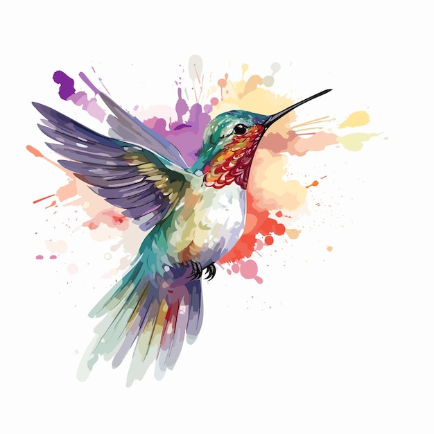 hummingbird bird watercolor illustration clipart isolated on white background