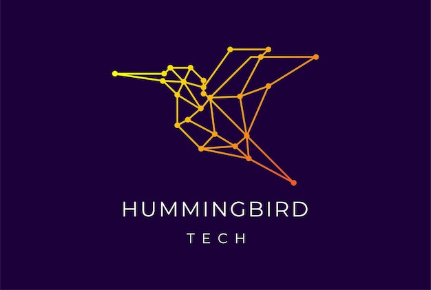 Vettore chip del circuito elettronico digitale hummingbird colibri bird per smart tech logo