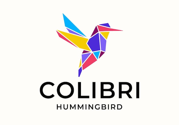 Hummingbird colibri mosaic logo icon vector design illustration