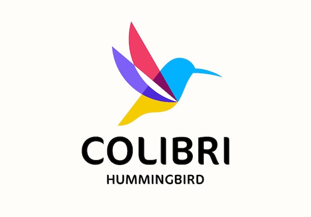 Colibri colibrì sovrapposizione di colori logo icona illustrazione di progettazione vettoriale