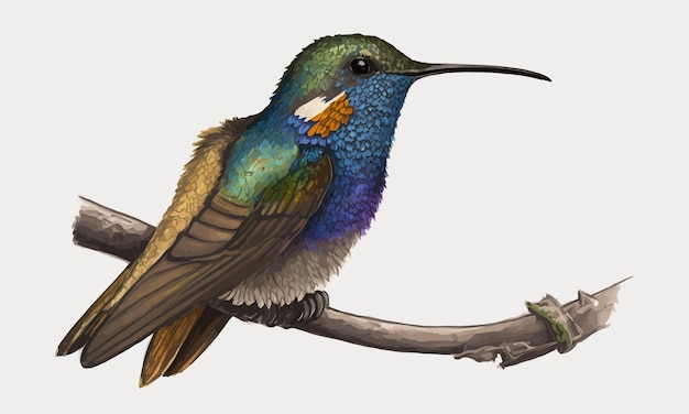 Hummingbird in flight watercolor drawing of colibri or hummingbird watercolor style vector