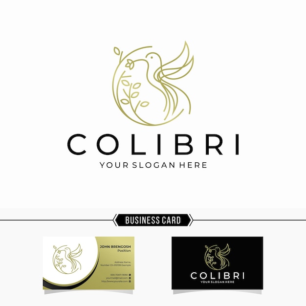 Logo di arte linea colibrì