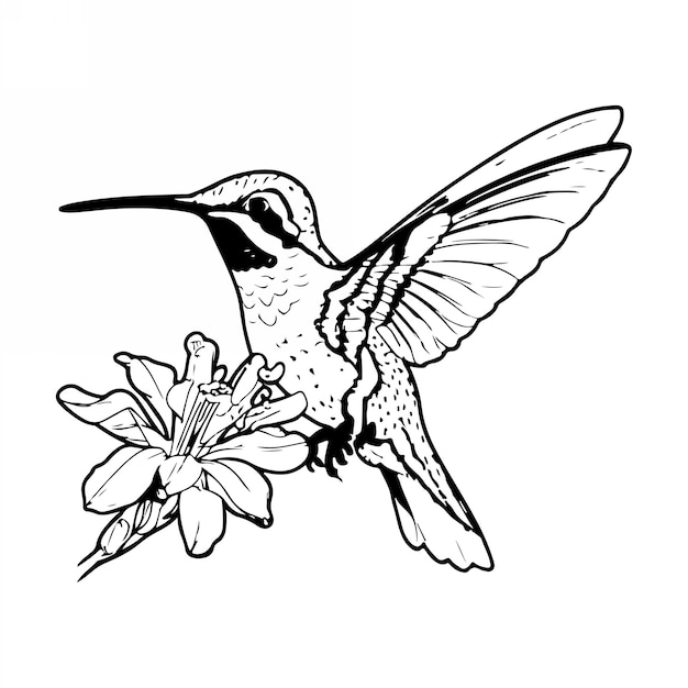 Vector hummingbird line art silhouette illustration design vector