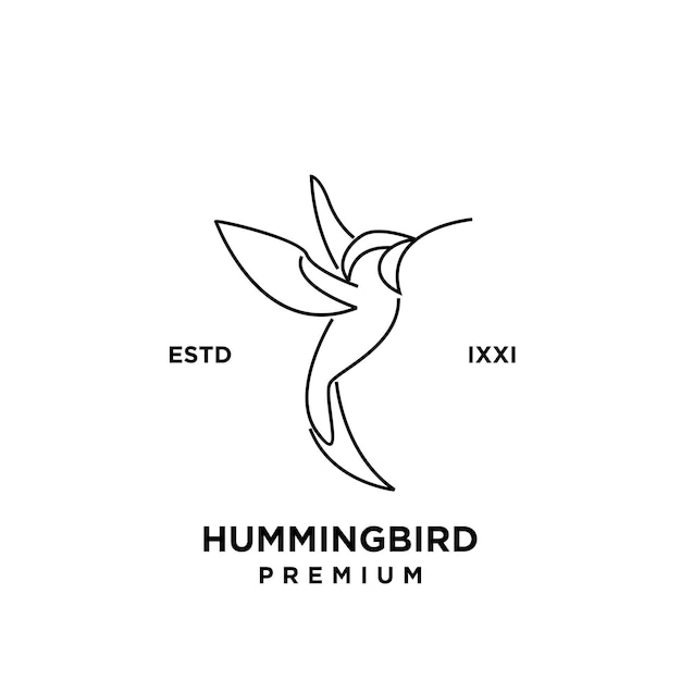 Hummingbird line outline logo icon design