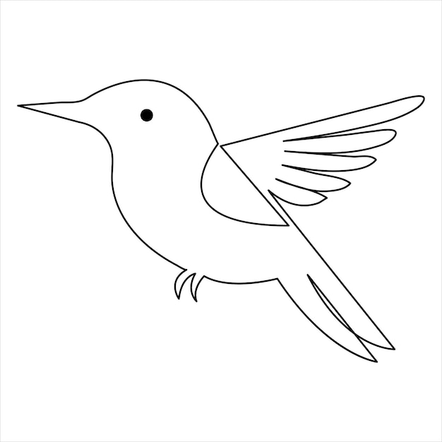 Hummingbird minimalistisch ontwerp van enkele lijn kunst tekenen continue omtrek vector illustratie