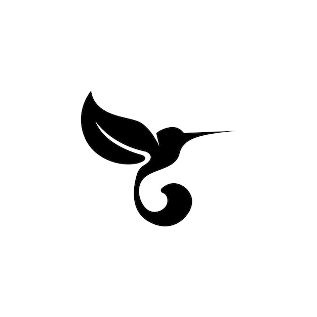 Hummingbird natuur logo Hummingbird silhouet logo met bladvleugels