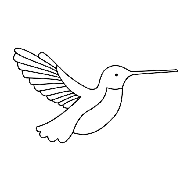 hummingbird single continuous one line out line vector art drawing and tattoo design