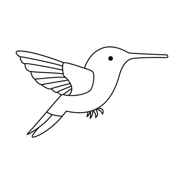 Colibrì singolo continuo una linea fuori linea disegno d'arte vettoriale e disegno di tatuaggio