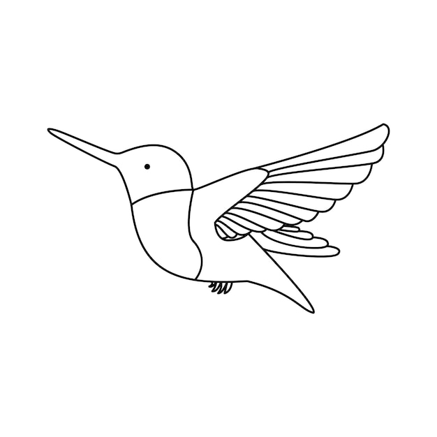 hummingbird single continuous one line out line vector art drawing and tattoo design