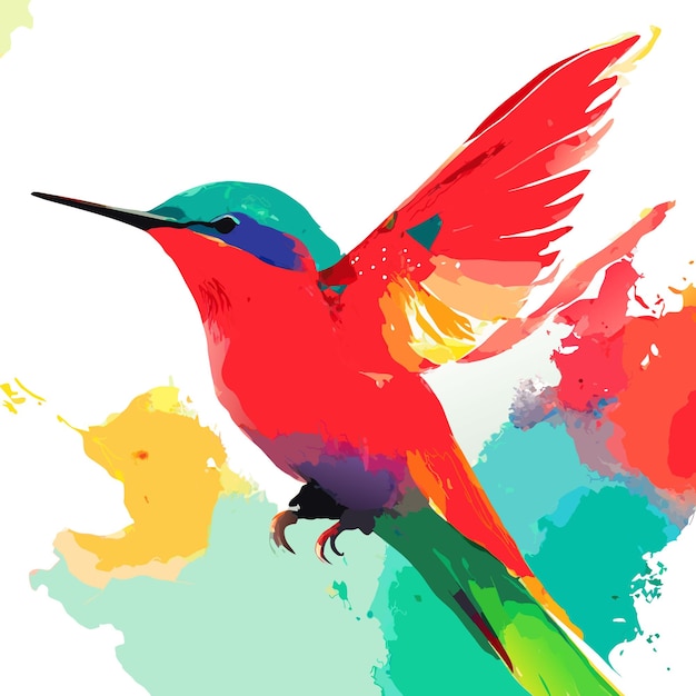 Vettore illustrazione di arte dell'acquerello del colibrì