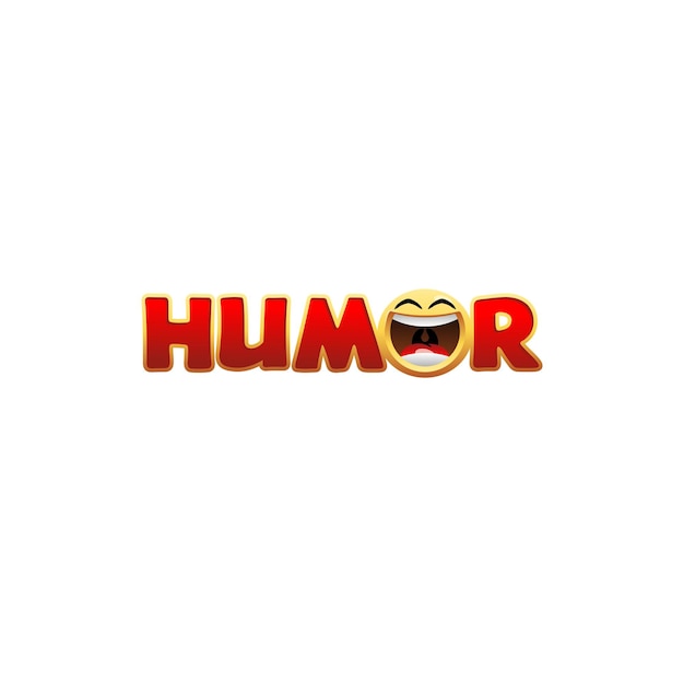 Vector humor wordmark logo letter o becomes laughing emoticon