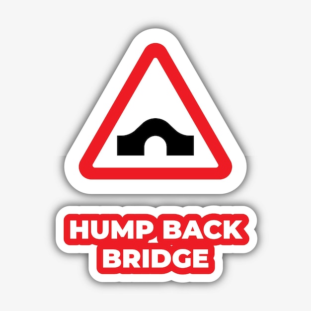 hump back bridge Traffic sign editable modern vector icon and text effect design