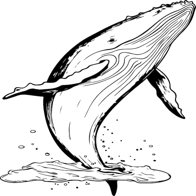 Vector humpback whale coloring page