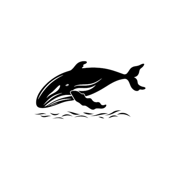 Vector humpback whale icon on white background simple vector illustration