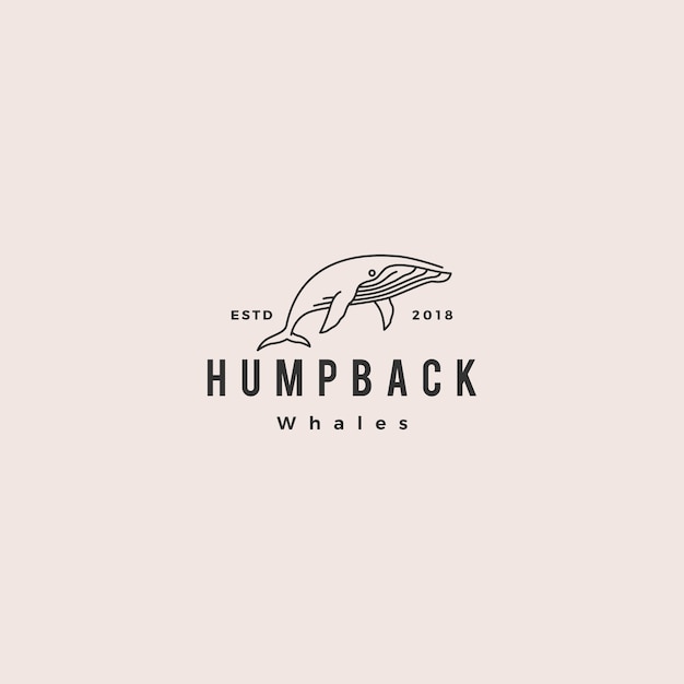 Humpback whale logo hipster vintage retro