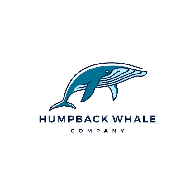 Illustrazione di vettore dell'icona di logo della balena di humpback