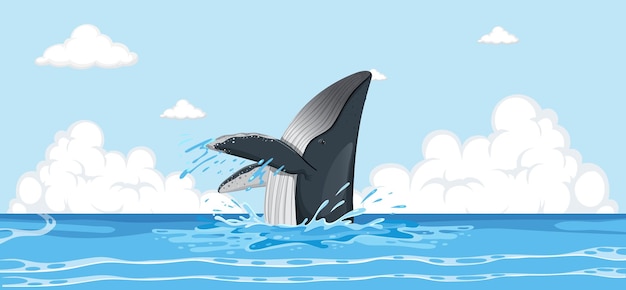 Vector humpback whale in the water