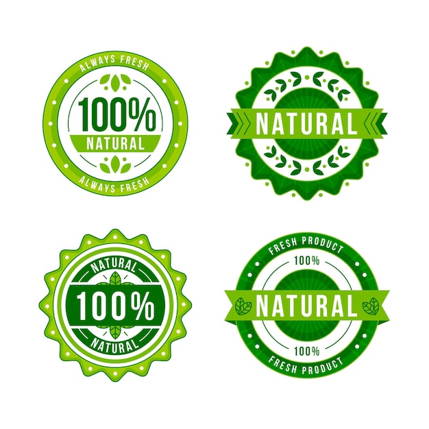 Vector hundred percent natural labels set