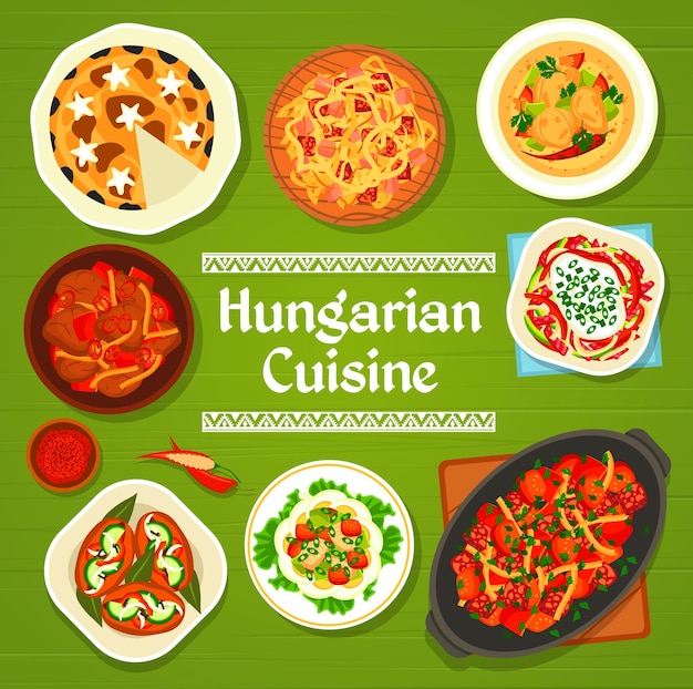 Vector hungarian cuisine food menu cover vector template