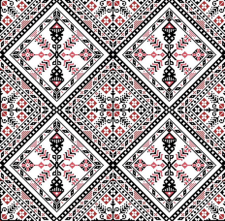 Vector hungarian pixel pattern for cross-stitch.