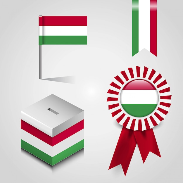 Vector hungary country flag set