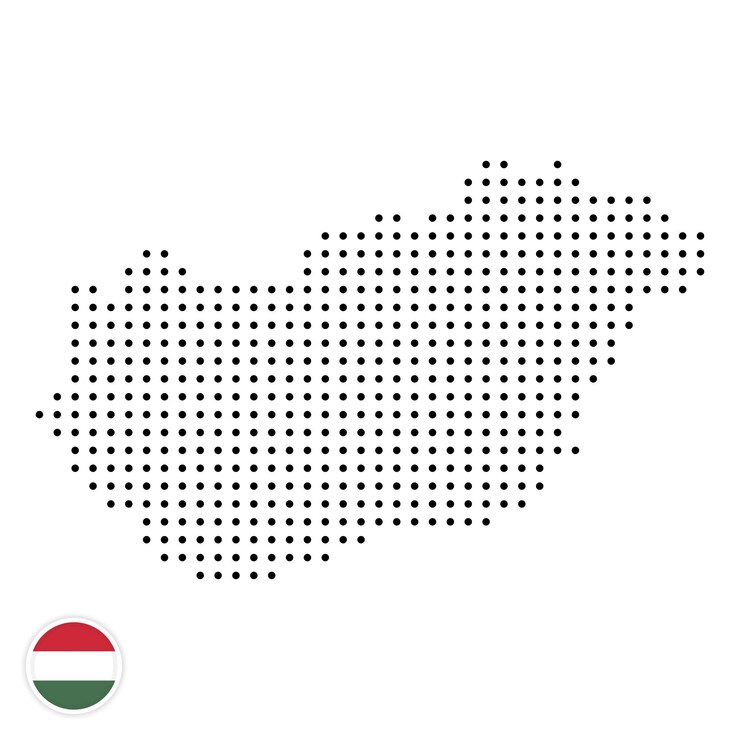 Vector hungary dotted map design white background with hungary flag