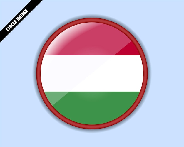 Vector hungary flag circle badge vector design rounded sign with reflection