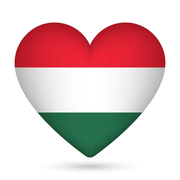 Hungary flag in heart shape Vector illustration