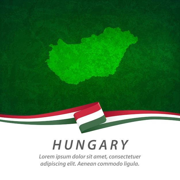 中央地図とハンガリーの旗