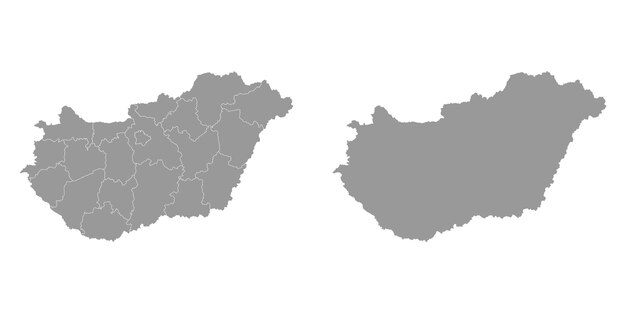 Hungary grey map with administrative districts Vector illustration