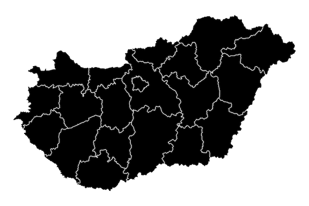 Hungary map with administrative districts Vector illustration