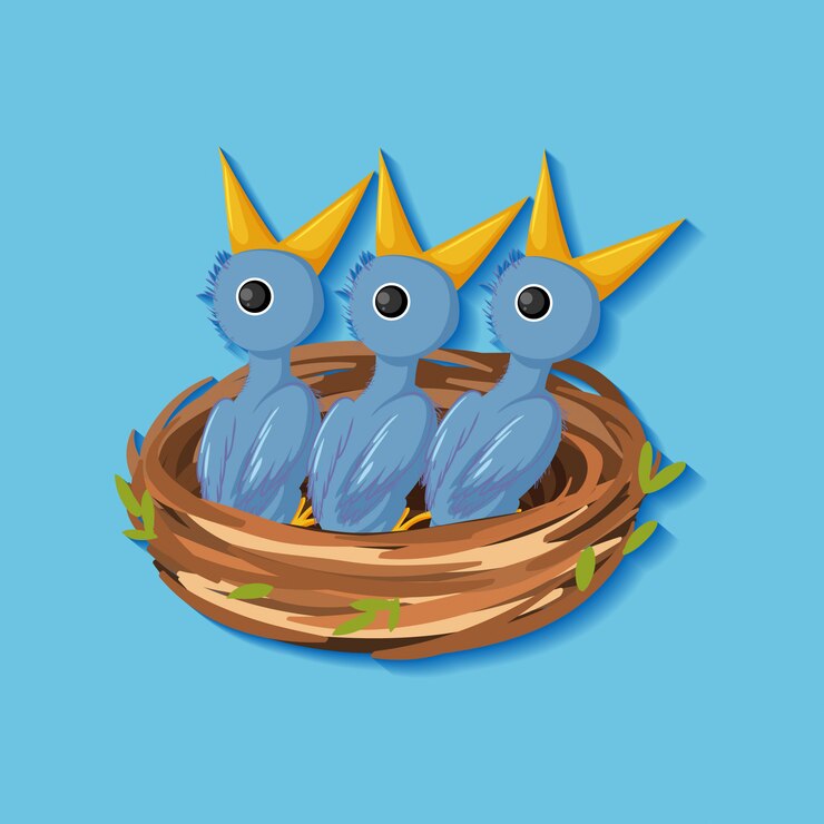Vector hungry chicks cartoon character