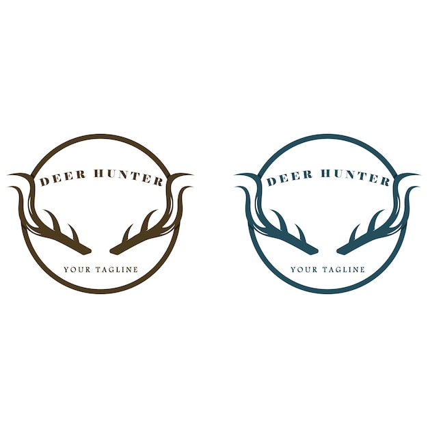 Vector hunter deer antler logo vector illustration design with slogan template