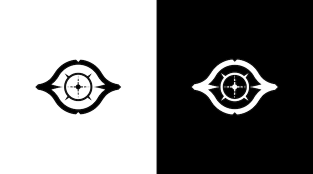 Hunter doel logo reikwijdte monogram zwart-wit pictogram illustratie stijl ontwerpen sjablonen
