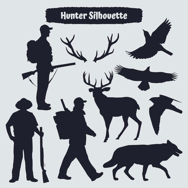 Vector hunter forest animal silhouette