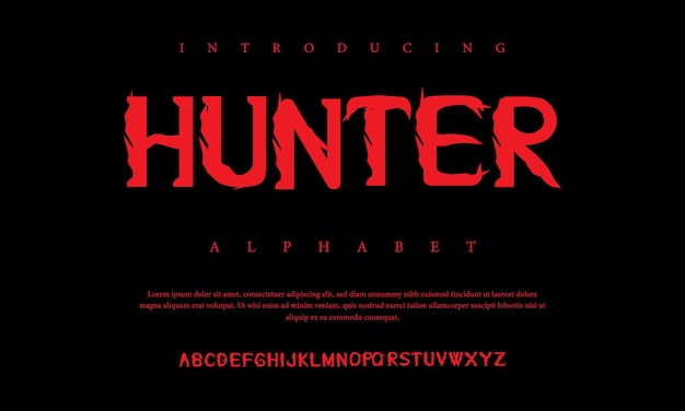 hunter horror halloween font uppercase lowercase and number spooky lettering minimal fashion design