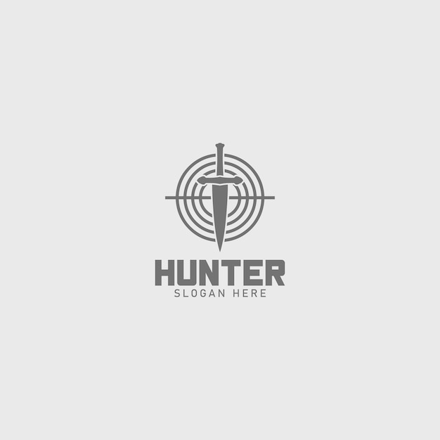 hunter logo with sword target symbol