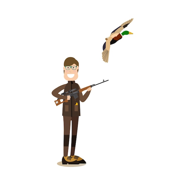 Hunter people concept vector flat illustration