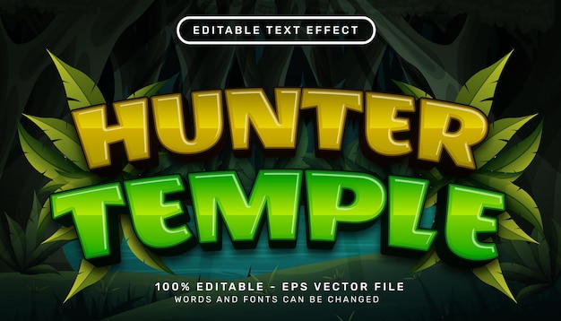 Vector hunter temple 3d text effect and editable text effect