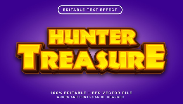 Vector hunter treasure 3d-teksteffect en bewerkbaar teksteffect