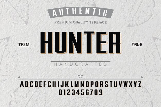 Vector hunter typeface for labels and different type designs