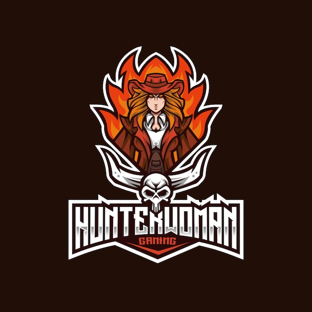 Hunter woman esport logo template