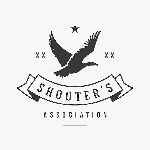 Ассоциация охотников с векторным логотипом силуэта летающей утки логотип организации меткие стрелки для добычи птиц